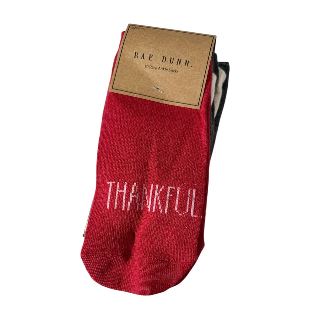 NEW Rae Dunn FALL & THANKSGIVING Themed Ankle Socks 10 Pack